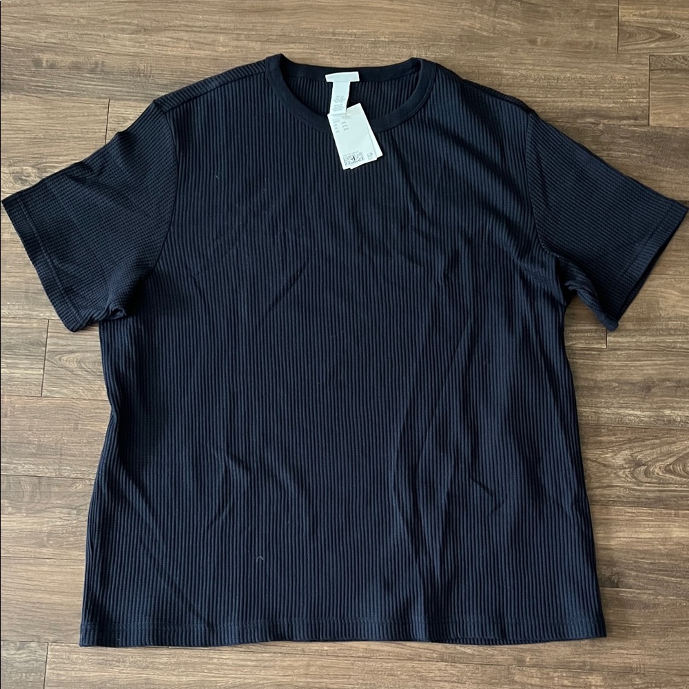 H&M Black Ribbed Short-Sleeve Tee